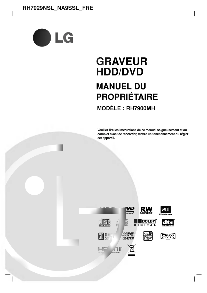 Page 1 de la notice Manuel utilisateur LG RH7929NSL