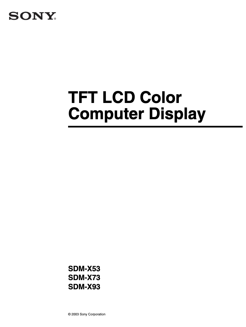 Page 1 de la notice Manuel utilisateur Sony SDM-X93