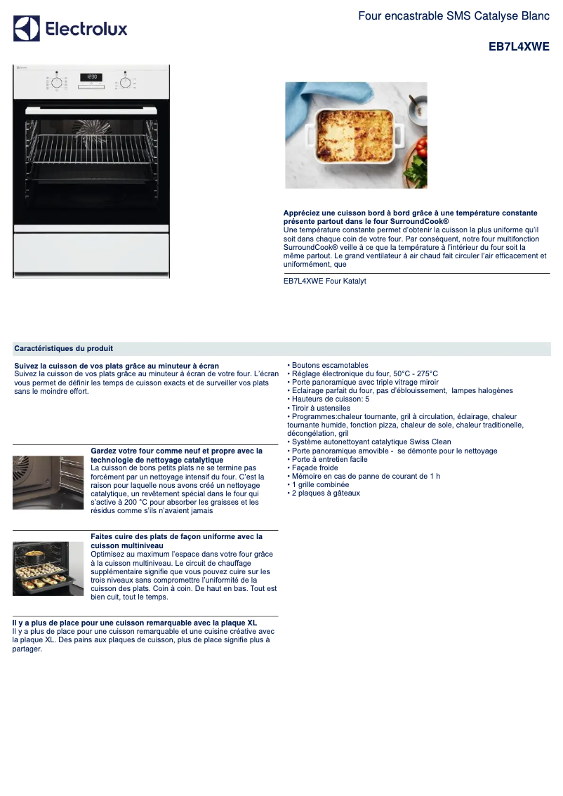 Page n°1 - Fiche technique Electrolux EB7L4XWE