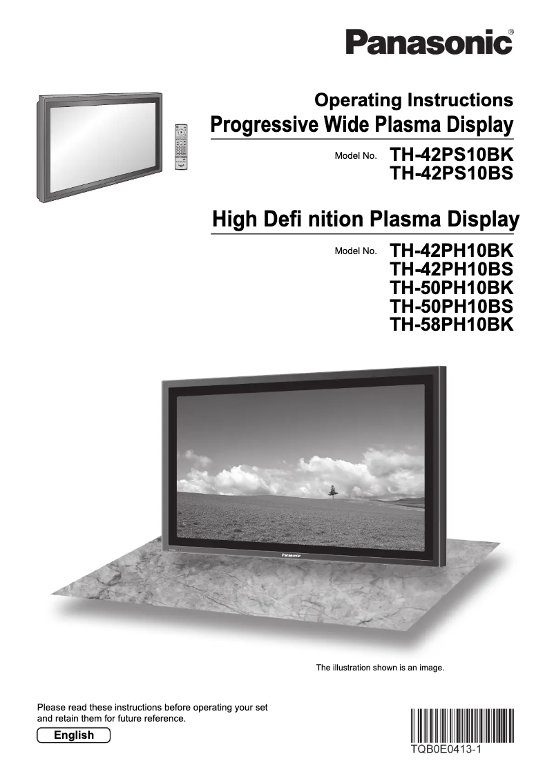 Page 1 of the manual User Manual Panasonic TH-50PH10BS