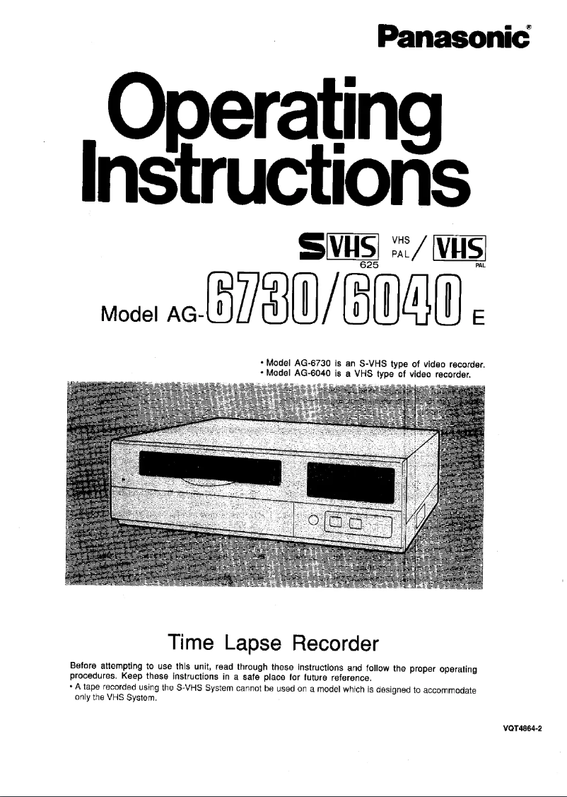 Page 1 de la notice Manuel utilisateur Panasonic AG-6040E