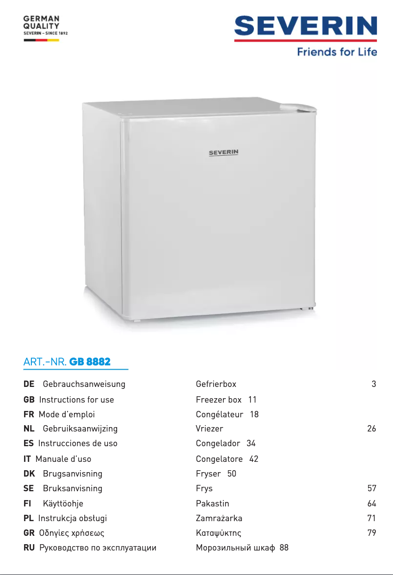 Page n°1 - Manuel utilisateur Severin GB 8882