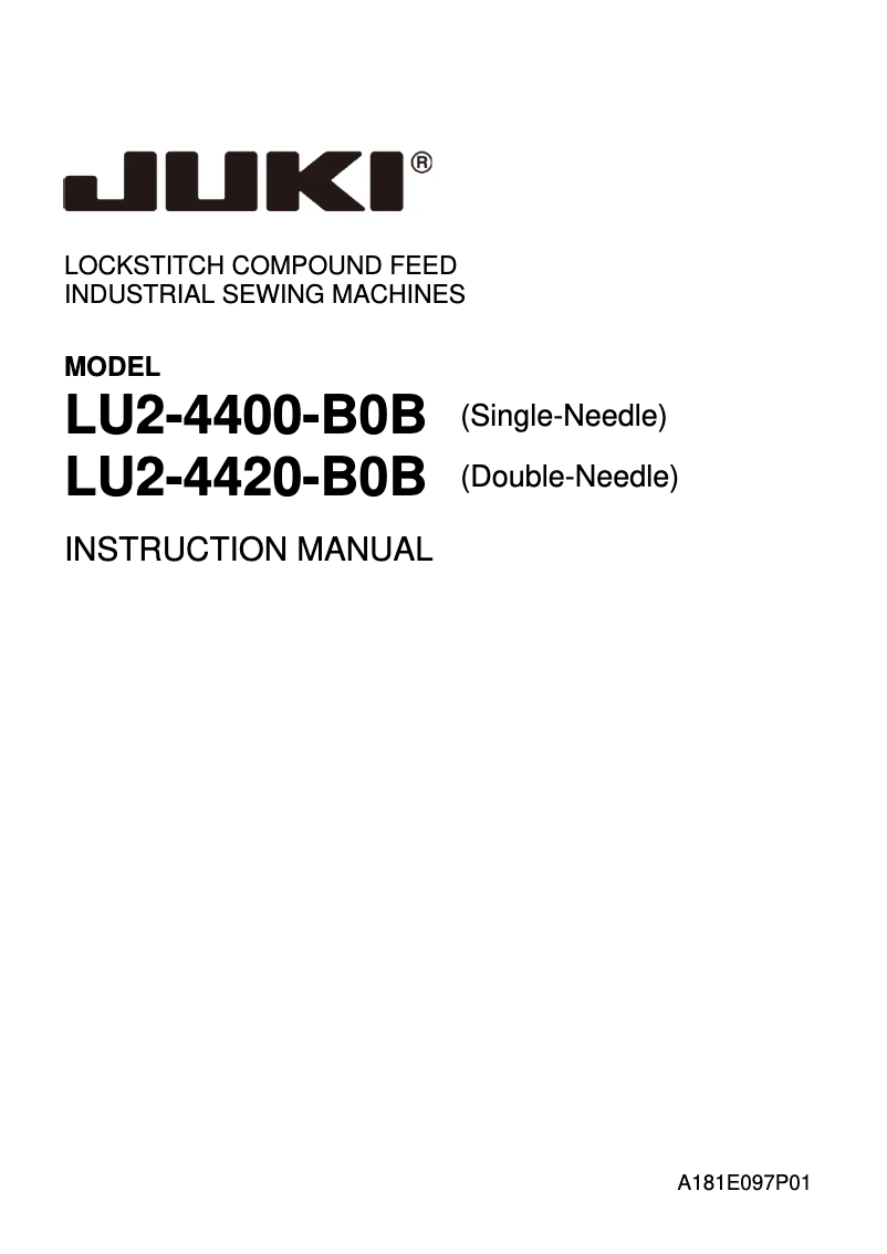 Page n°1 - Manuel utilisateur Juki LU2-4400_4420-BOB