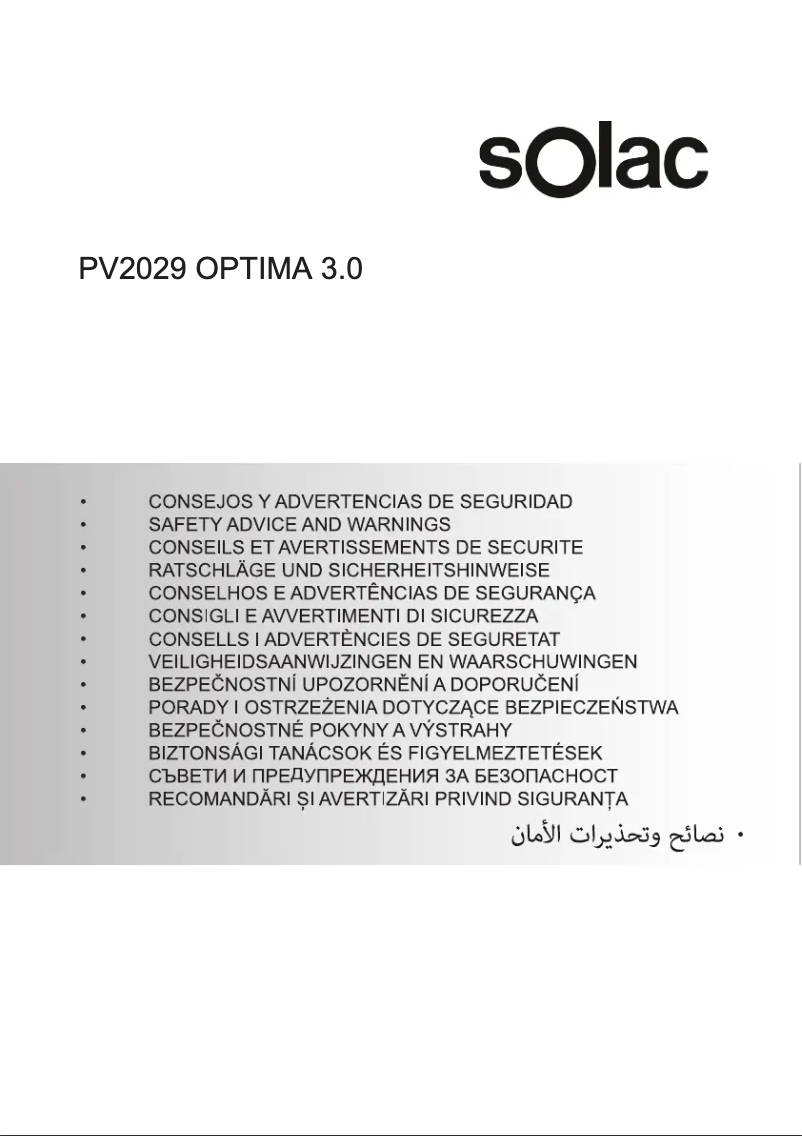 Page 1 de la notice Instructions de sécurité Solac Optima Extrem SV2029