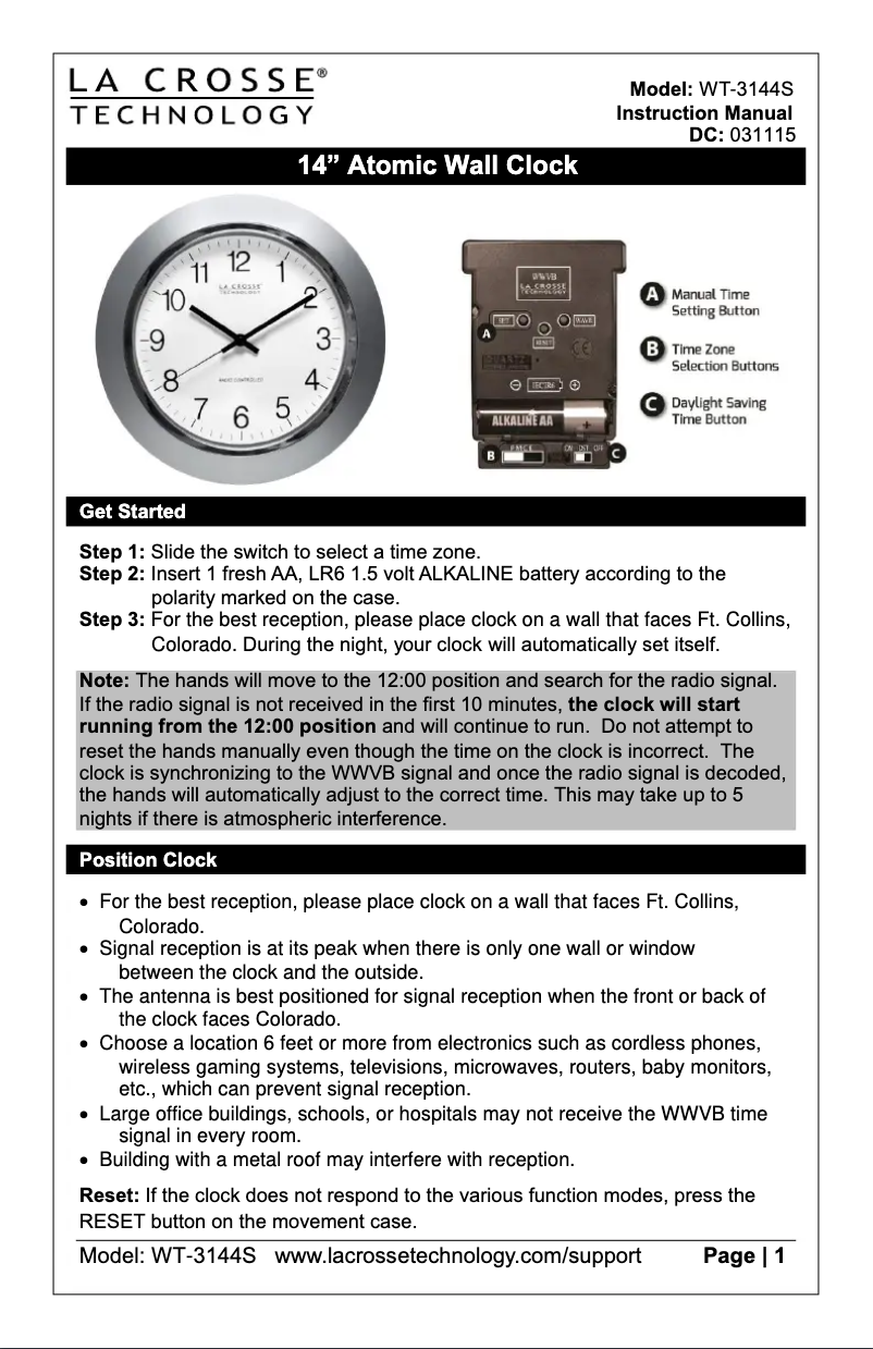 Page n°1 - Manuel utilisateur La Crosse Technology WT-3144P