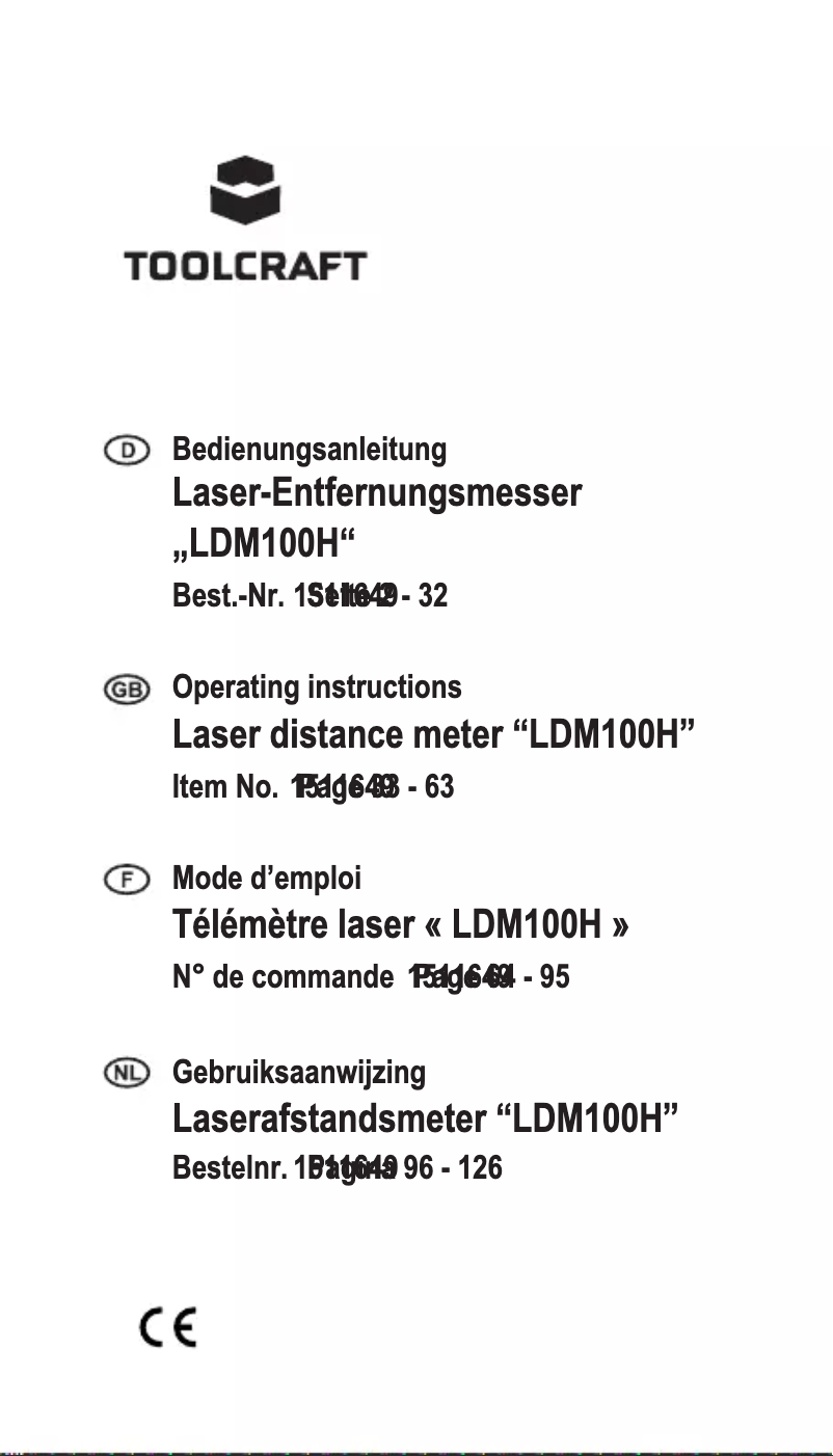 Page 1 de la notice Manuel utilisateur Toolcraft LDM100H