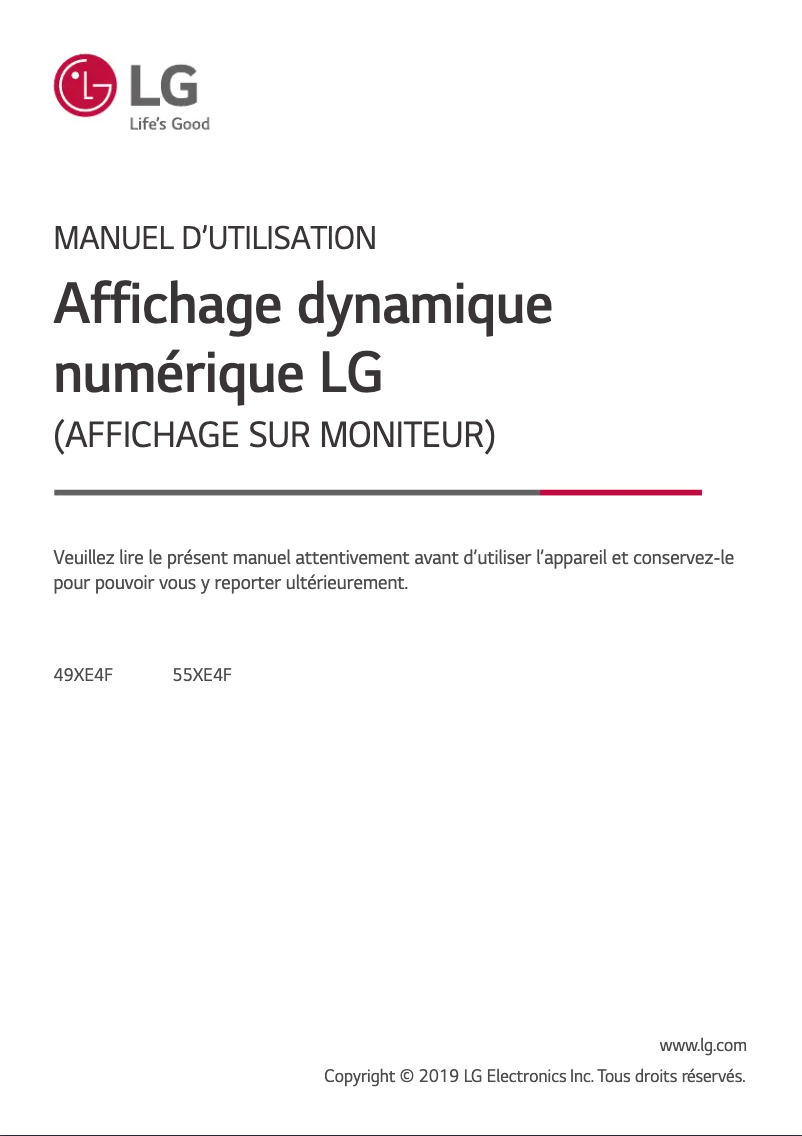 Image de la première page du manuel de l'appareil 55XE4F