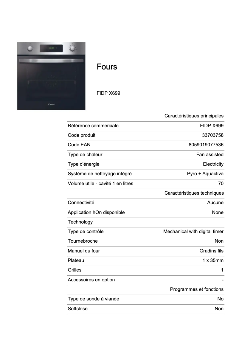 Image de la première page du manuel de l'appareil FIDP X699