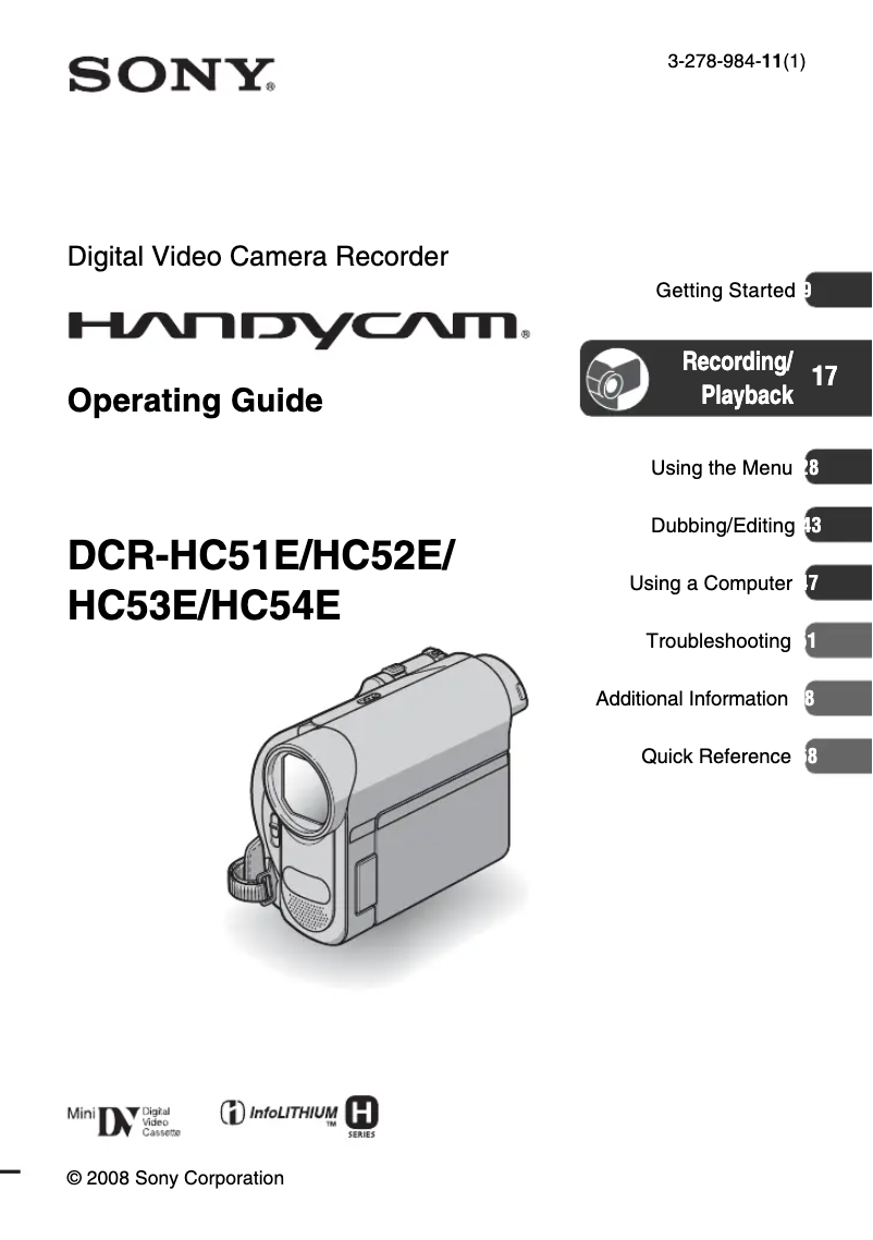 Página 1 del manual Manual de usuario Sony DCR-HC54