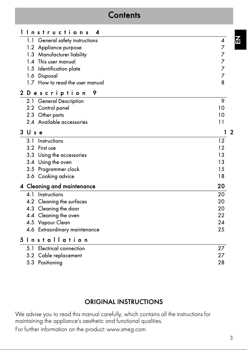 Página 1 del manual Manual de usuario Smeg SFA579X2