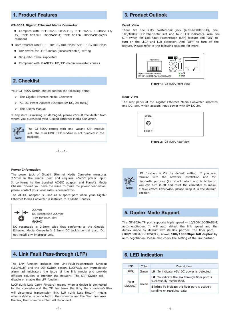 Image de la première page du manuel de l'appareil GT-806A15