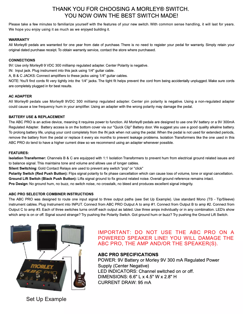 Page 1 de la notice Manuel utilisateur Morley ABC-Pro