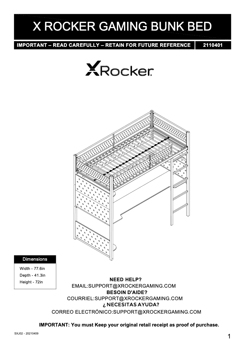 Página 1 del manual Manual de usuario X Rocker BattleBunk