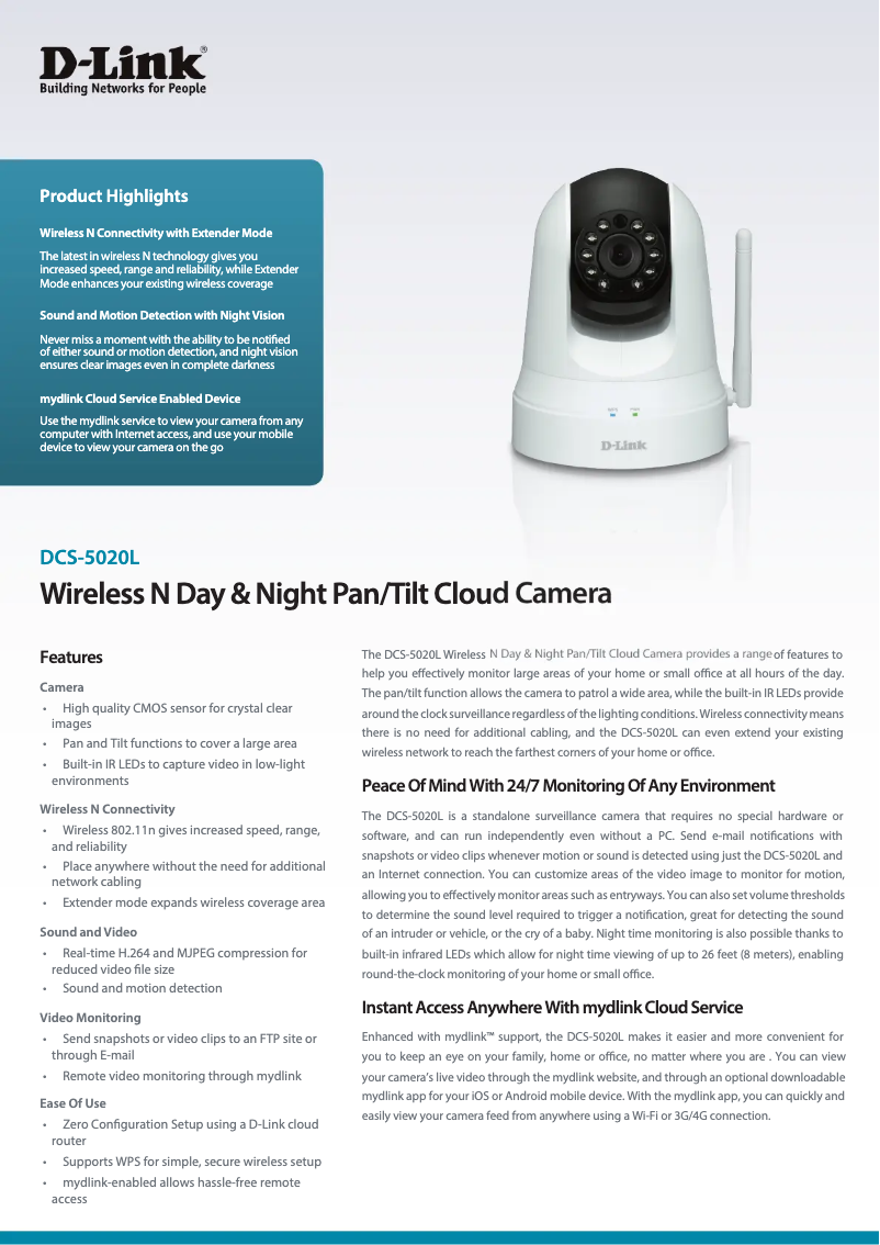 Page n°1 - Fiche technique D-Link DCS-5020L