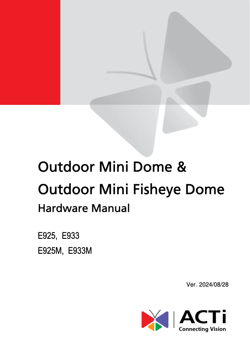 Page 1 de la notice Manuel utilisateur ACTi E925