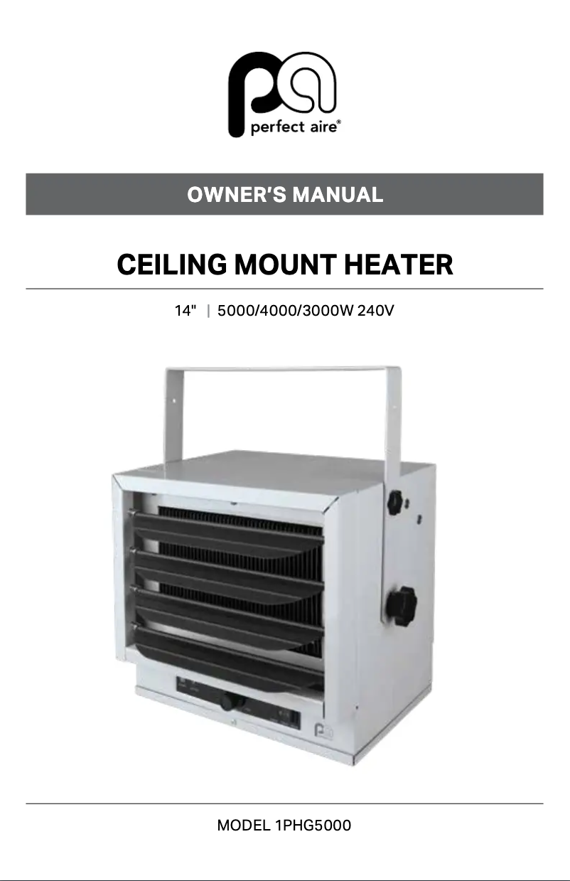Page 1 de la notice Manuel utilisateur Perfect Aire 1PHG5000