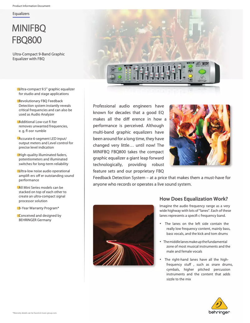 Page n°1 - Fiche technique Behringer FBQ800