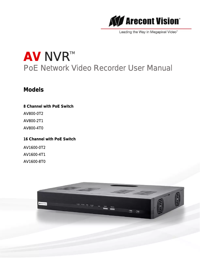 Page 1 de la notice Manuel utilisateur Arecont Vision AV800-2T1