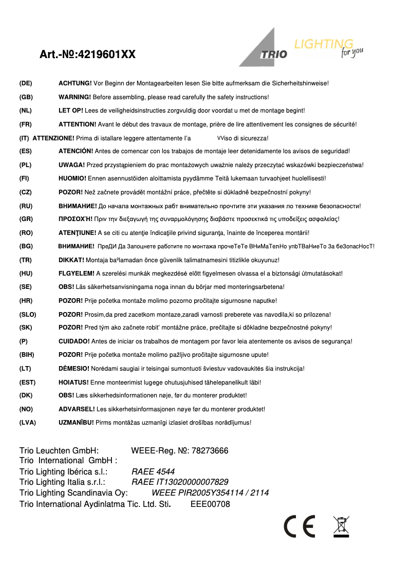 Image de la première page du manuel de l'appareil Gracht 421960142
