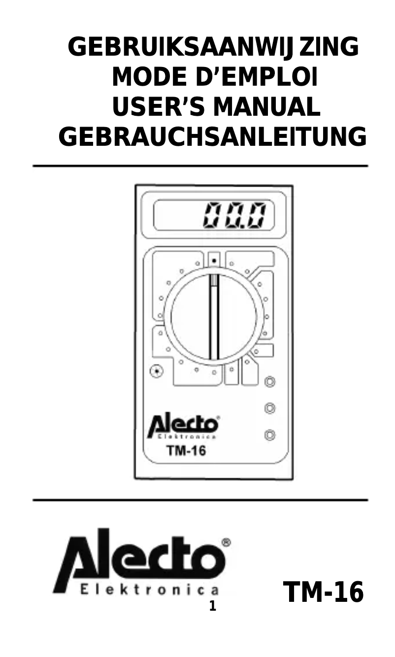 Page 1 de la notice Manuel utilisateur Alecto TM-16