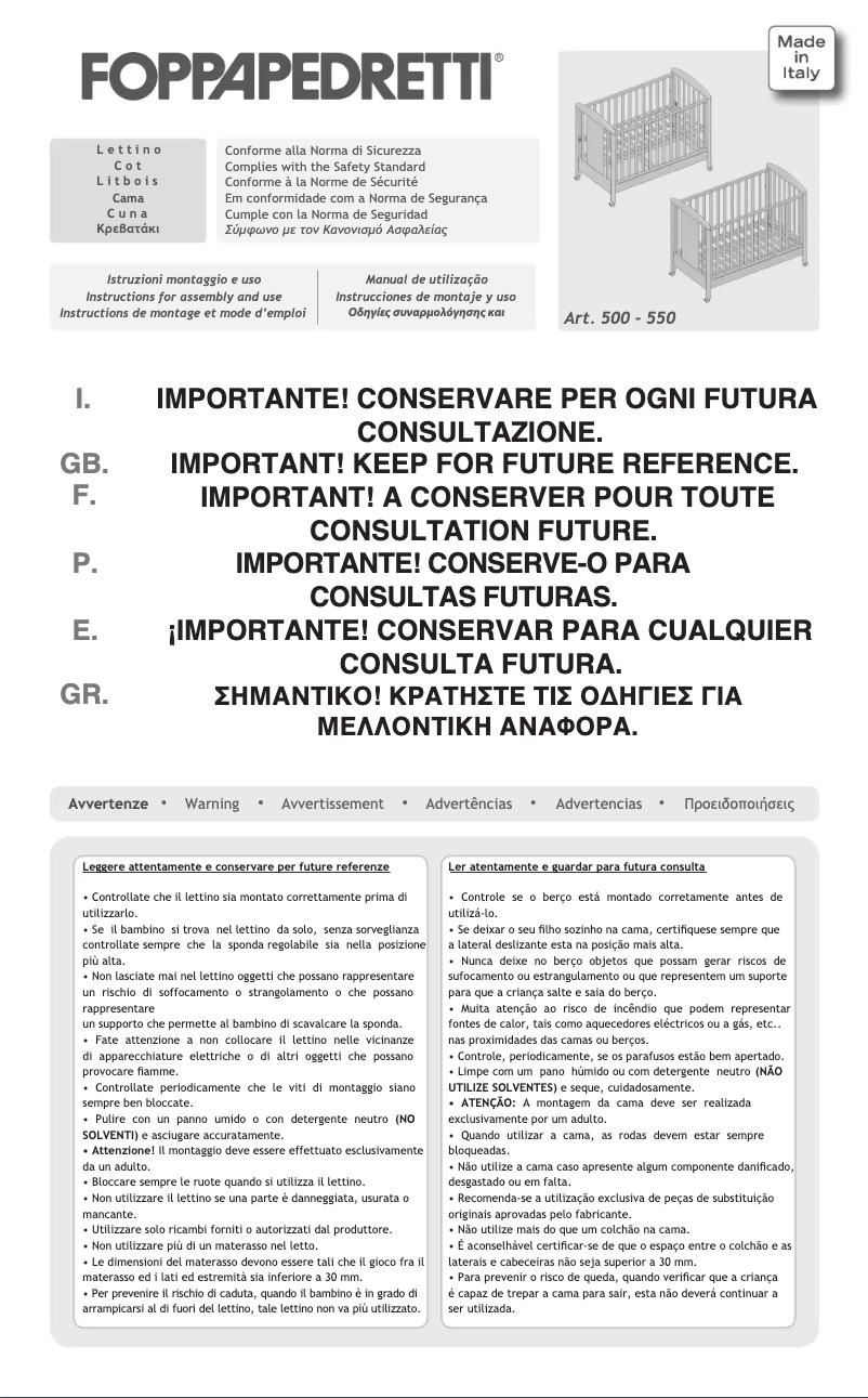 Página 1 del manual Manual de usuario Foppapedretti Baby Nido 400