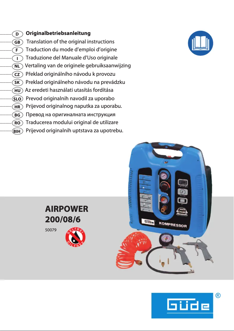 Page 1 de la notice Manuel utilisateur Güde Airpower 200/08/6
