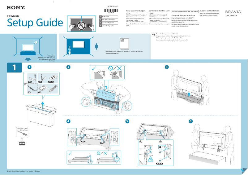 Page 1 de la notice Guide d'installation Sony Bravia XBR-49X900F