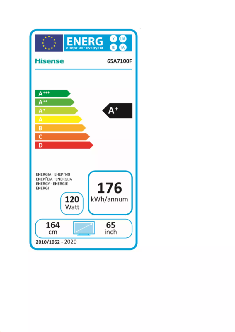 Page 1 de la notice Label énergétique Hisense A7100F