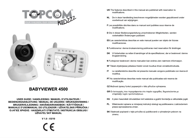 Page 1 de la notice Manuel utilisateur Topcom Babyviewer 4500