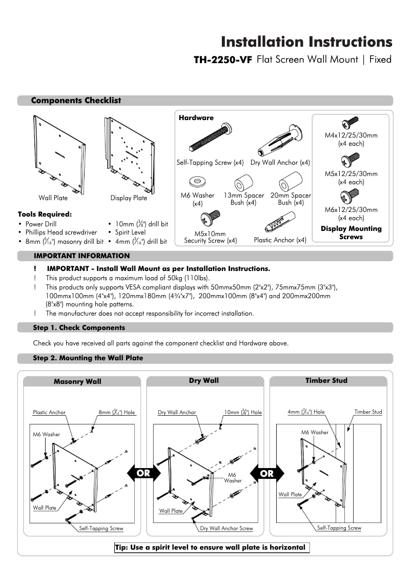 Page n°1 - Manuel utilisateur Atdec TH-2250-VF