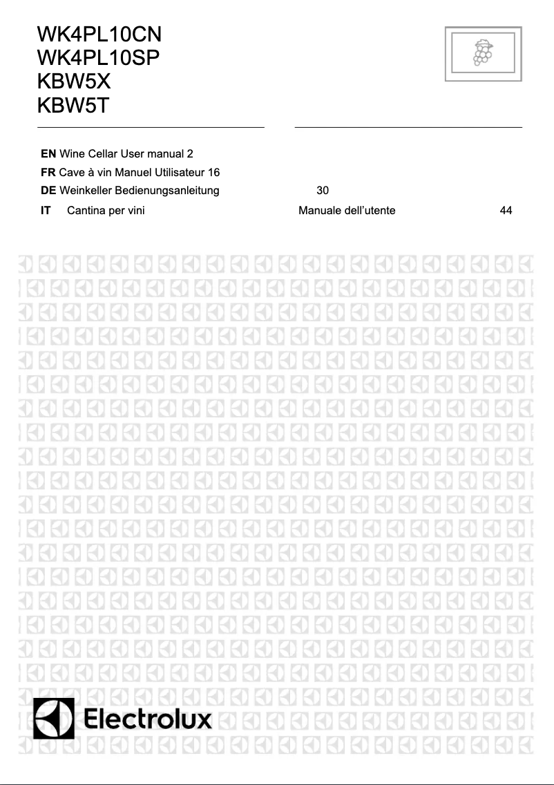 Page 1 de la notice Manuel utilisateur Electrolux KBW5X
