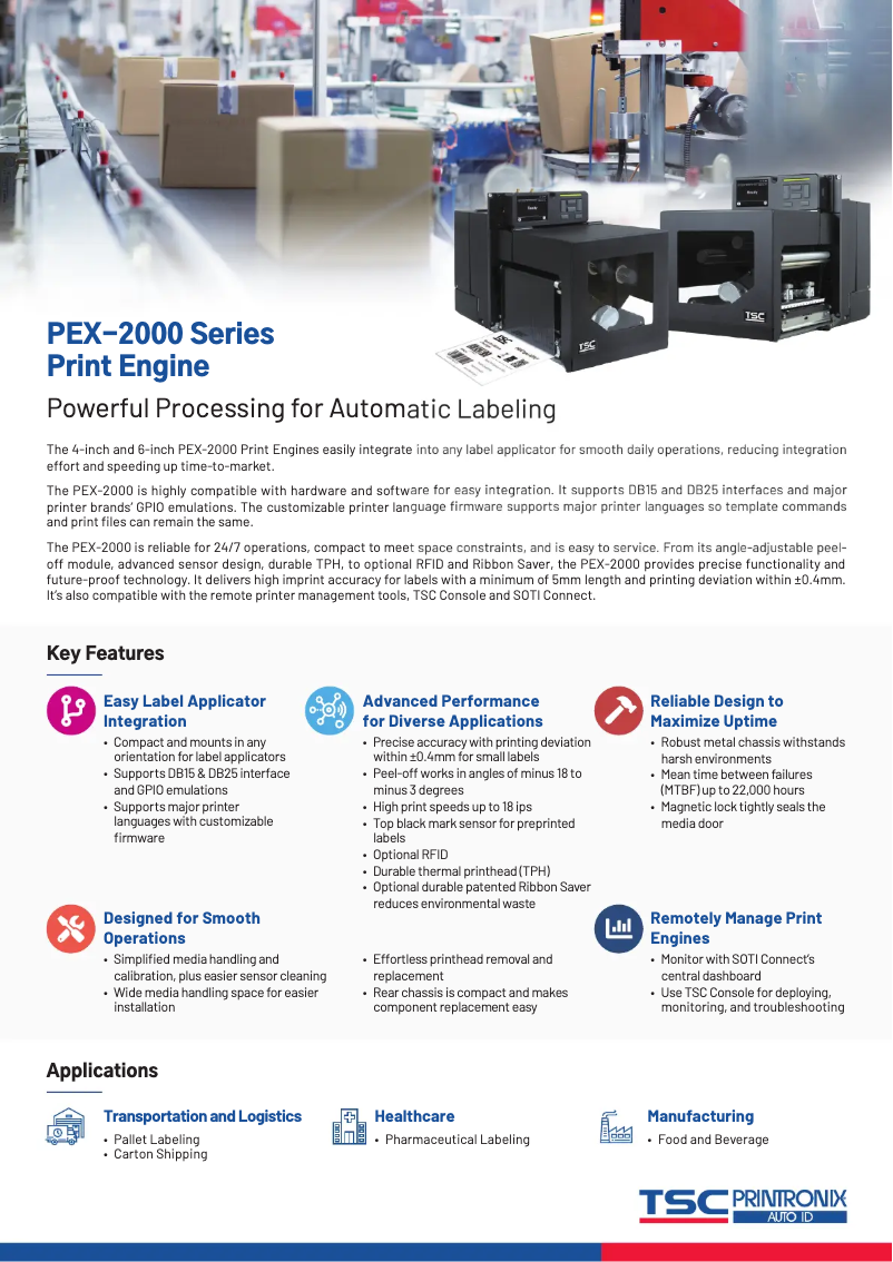 Page 1 de la notice Fiche technique TSC PEX-1120