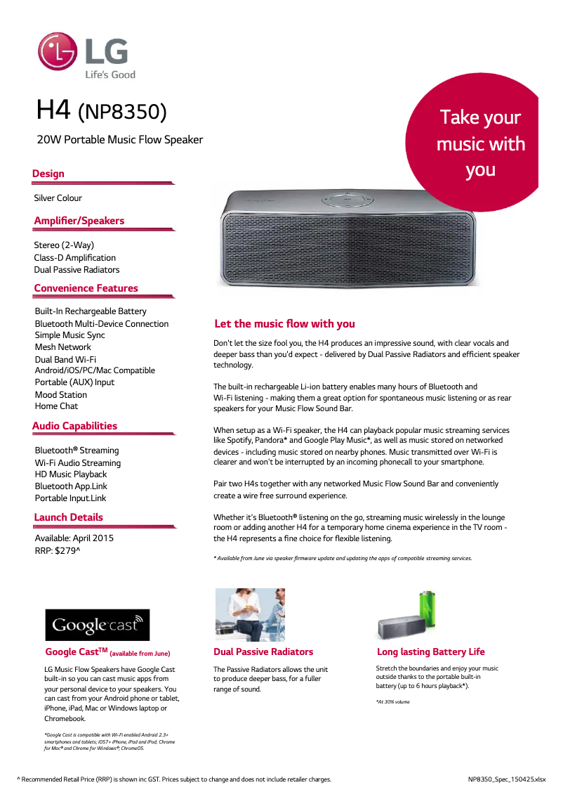 Page n°1 - Fiche technique LG NP8350