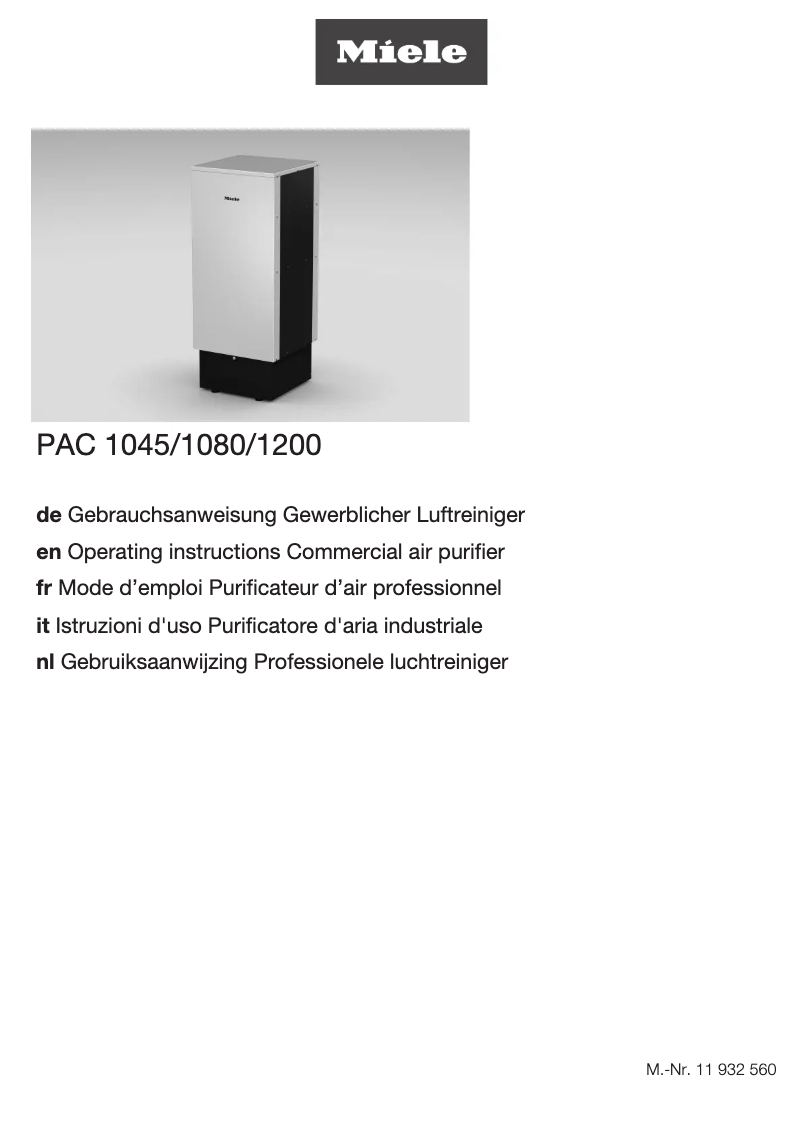 Image de la première page du manuel de l'appareil PAC 1045