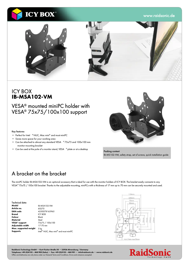 Page n°1 - Fiche technique Icy Box IB-MSA102-VM