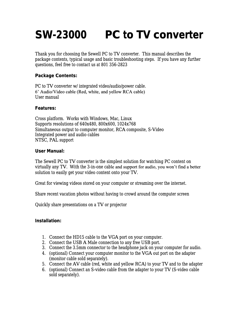 Página 1 del manual Manual de usuario Sewell SW-23000