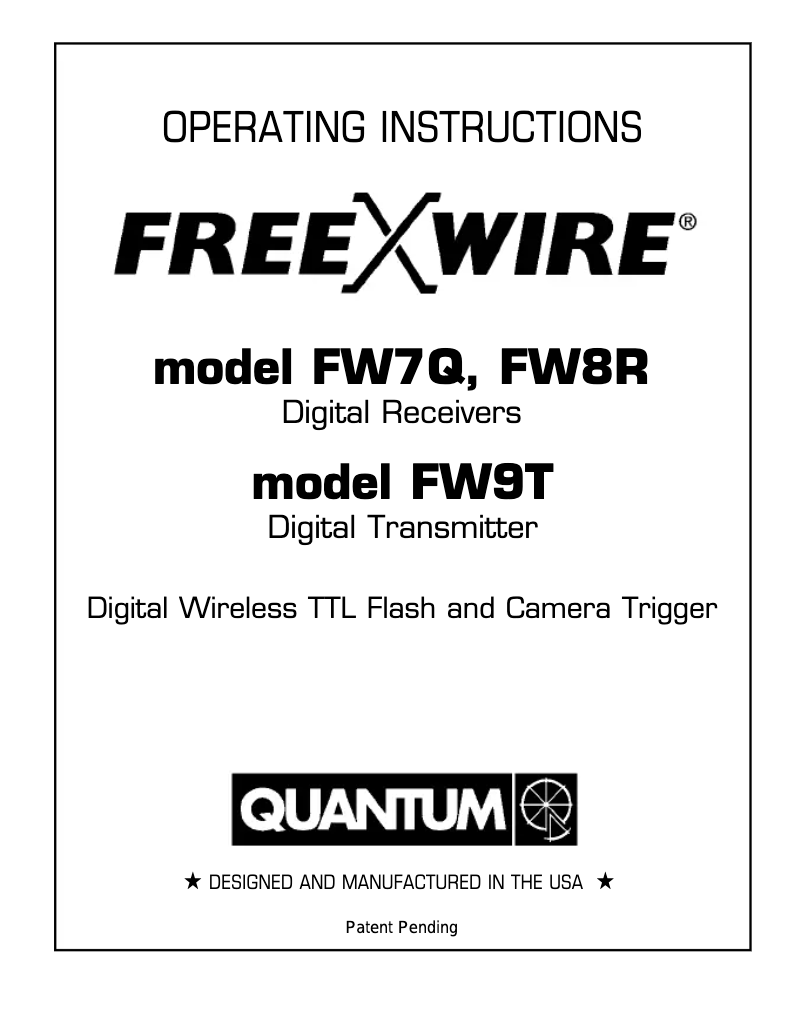 Image de la première page du manuel de l'appareil FreeXwire FW9T