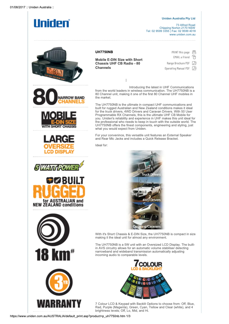 Image de la première page du manuel de l'appareil UH7750NB