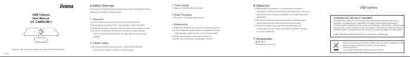 Page 1 de la notice Manuel utilisateur Iiyama UC CAM80UM-1