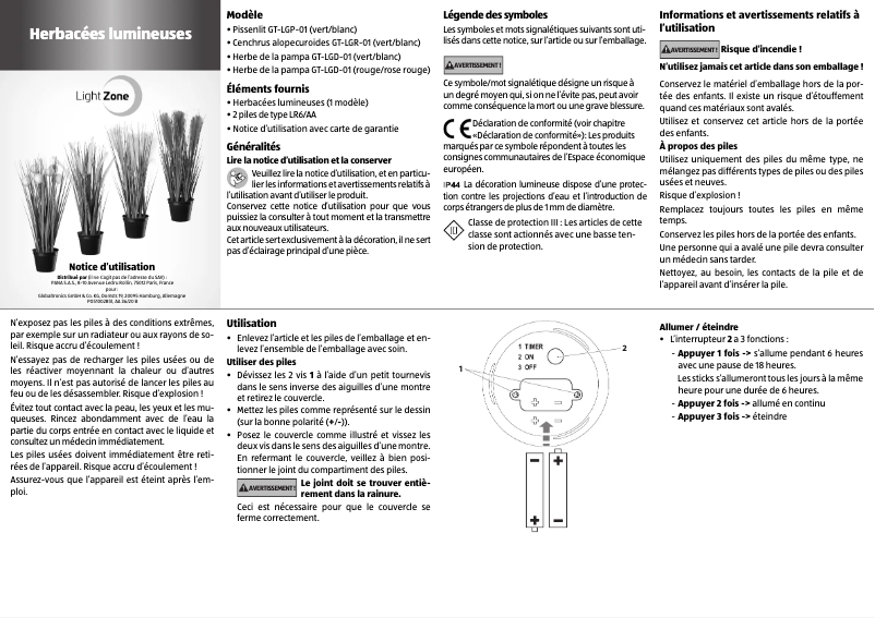 Image de la première page du manuel de l'appareil GT-LGD-01