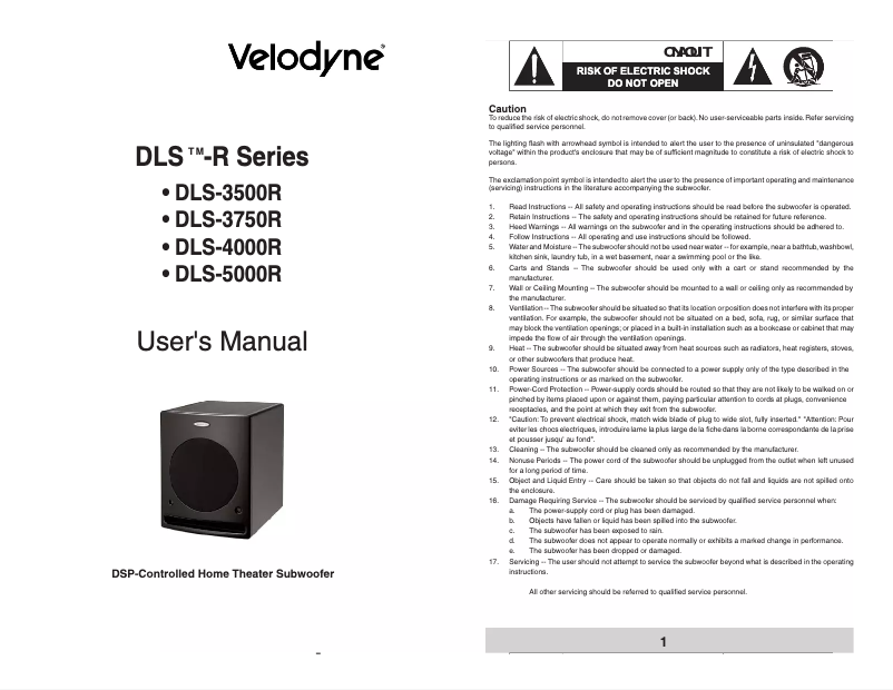Page n°1 - Manuel utilisateur Velodyne DLS-4000R