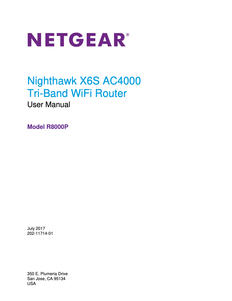 Image de la première page du manuel de l'appareil Nighthawk X6s R8000P