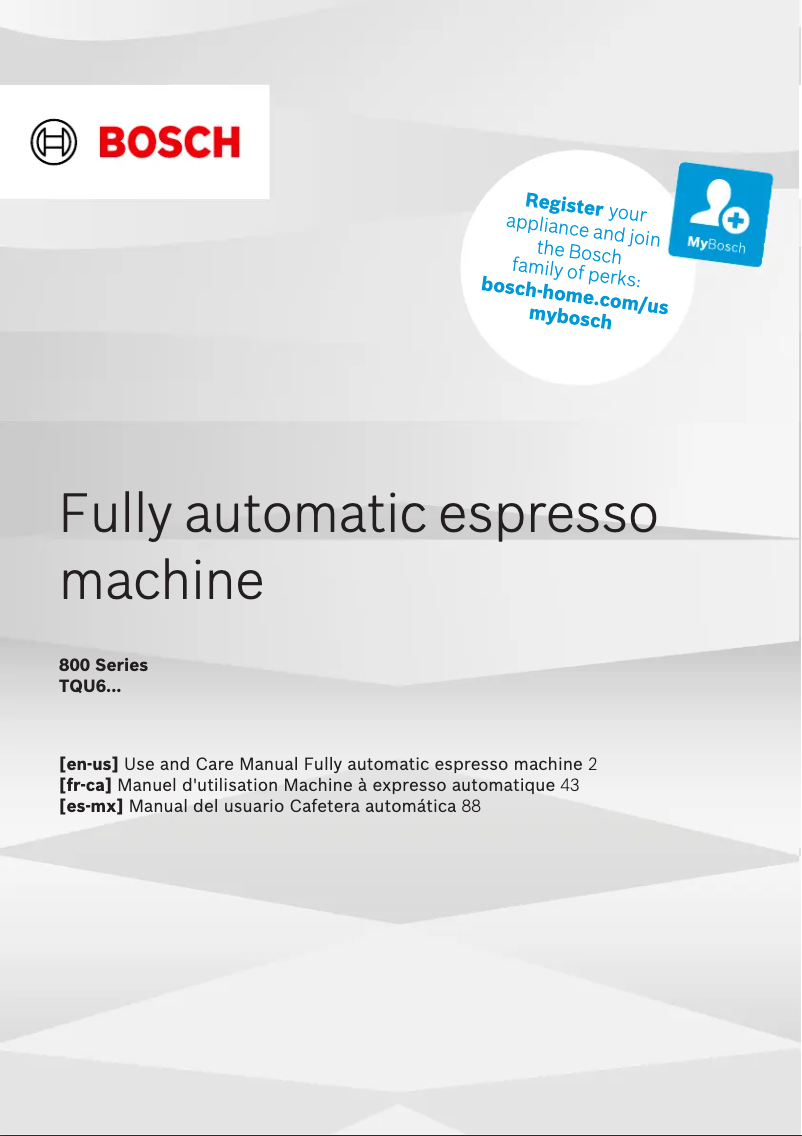 Página 1 del manual Manual de uso y mantenimiento Bosch TQU60703