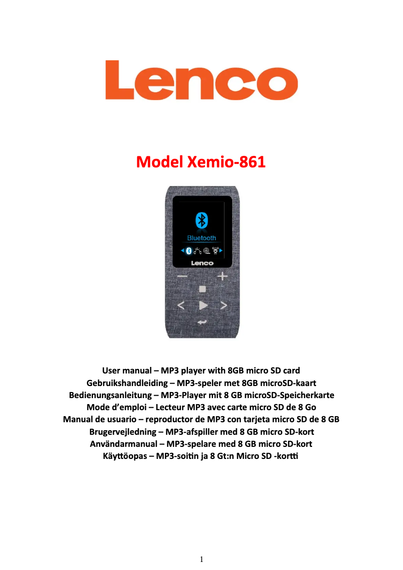 Page 1 de la notice Manuel utilisateur Lenco Xemio-861