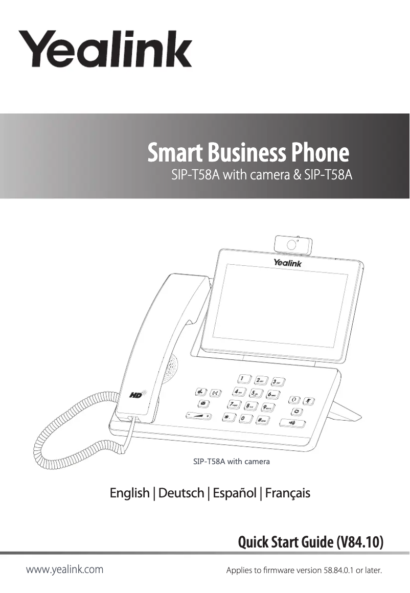 First page image of the manual for T58A Teams Edition