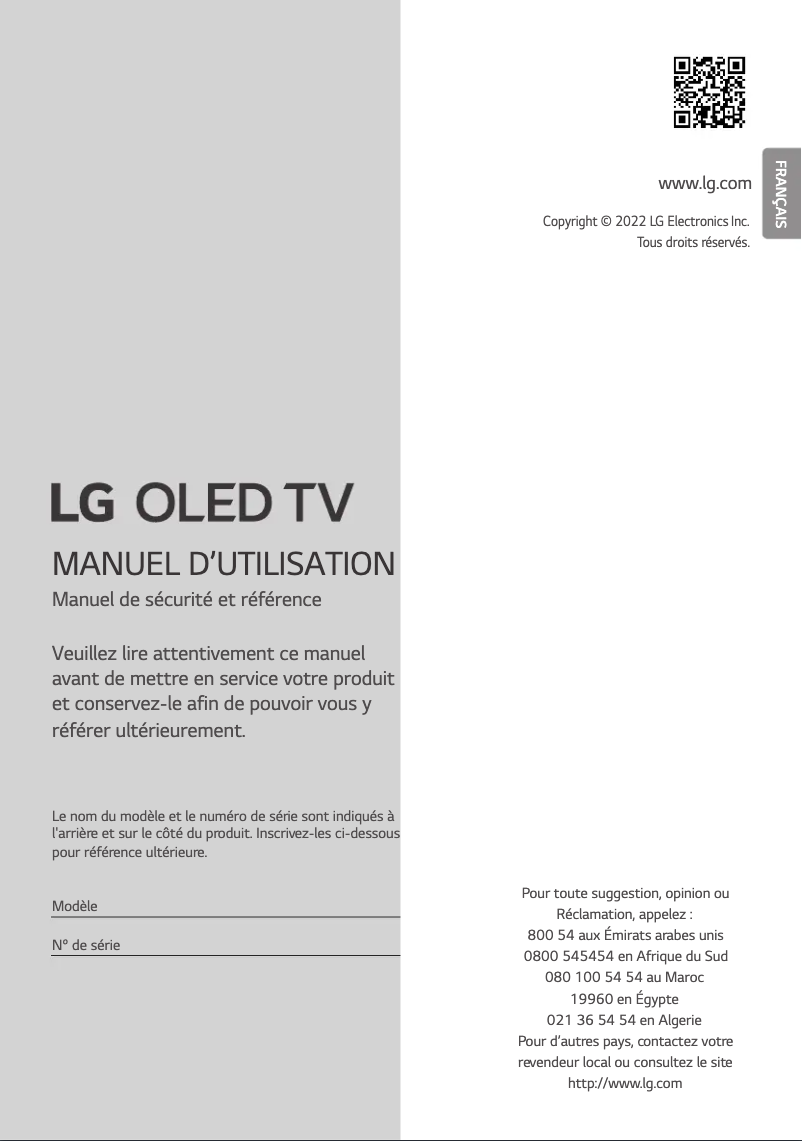 Image de la première page du manuel de l'appareil OLED65A26LA