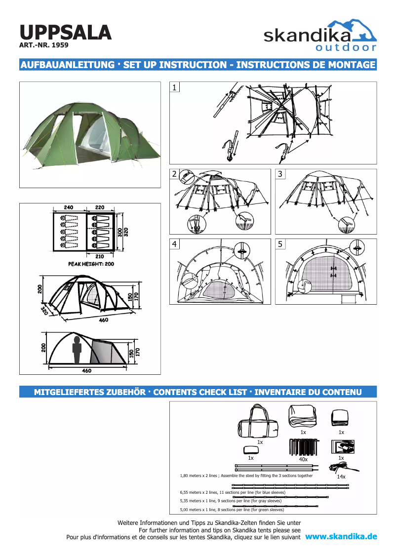 Page 1 de la notice Manuel utilisateur Skandika Uppsala