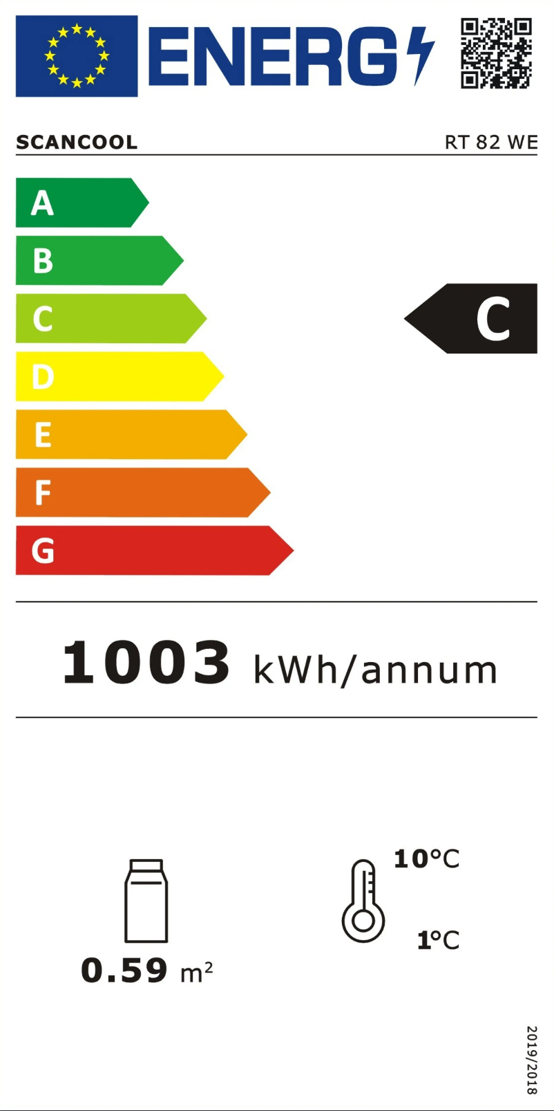 Page 1 of the manual Energy Label Scandomestic RT 82 WE