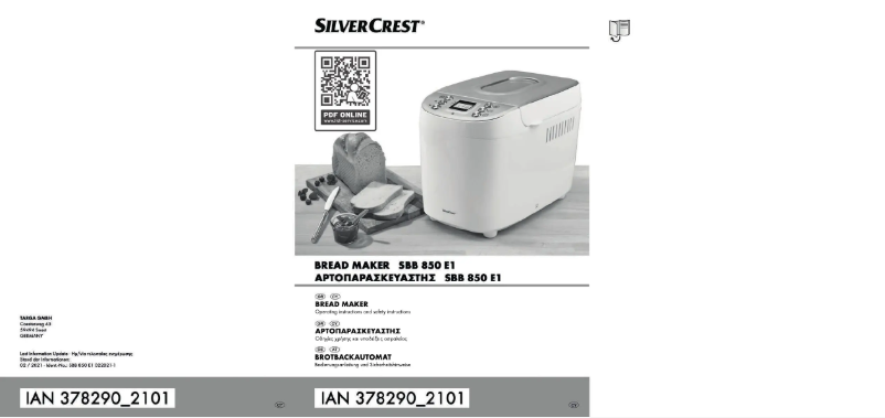 Page n°1 - Manuel utilisateur SilverCrest SBB 850 E1