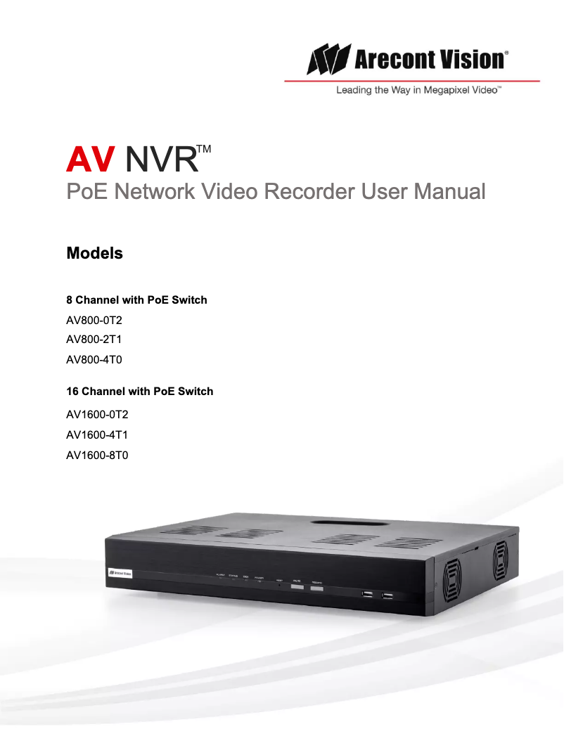 Page 1 de la notice Manuel utilisateur Arecont Vision AV1600-0T2